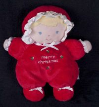 Carters Prestige MERRY CHRISTMAS Blonde Girl Doll Lovey Plush Rattle